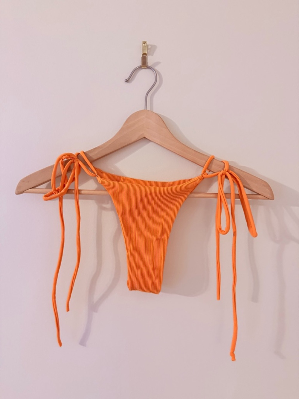 KULANI KINIS • Orange Ribbed Tie-Side Bikini Bottom